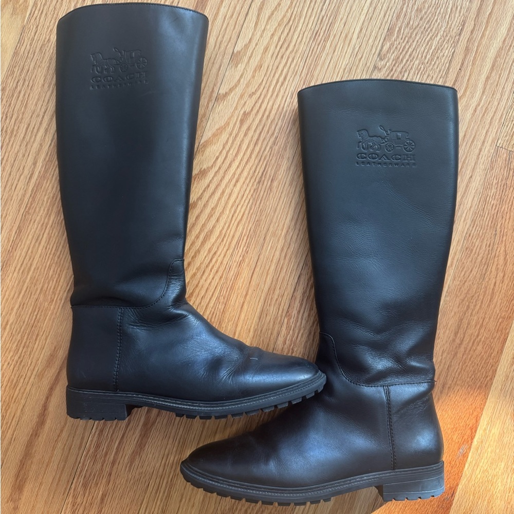 Coach Black Leather Tall Boots